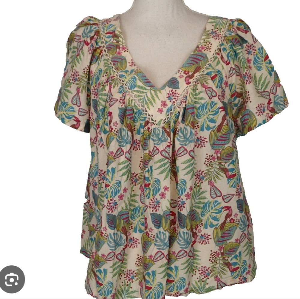 Haute Hippie Cream Multicolor Floral Blouse